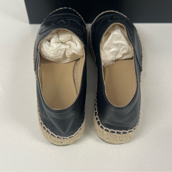 CHANEL Black Lambskin Leather Espadrilles Size 38 - Picture 2 of 7